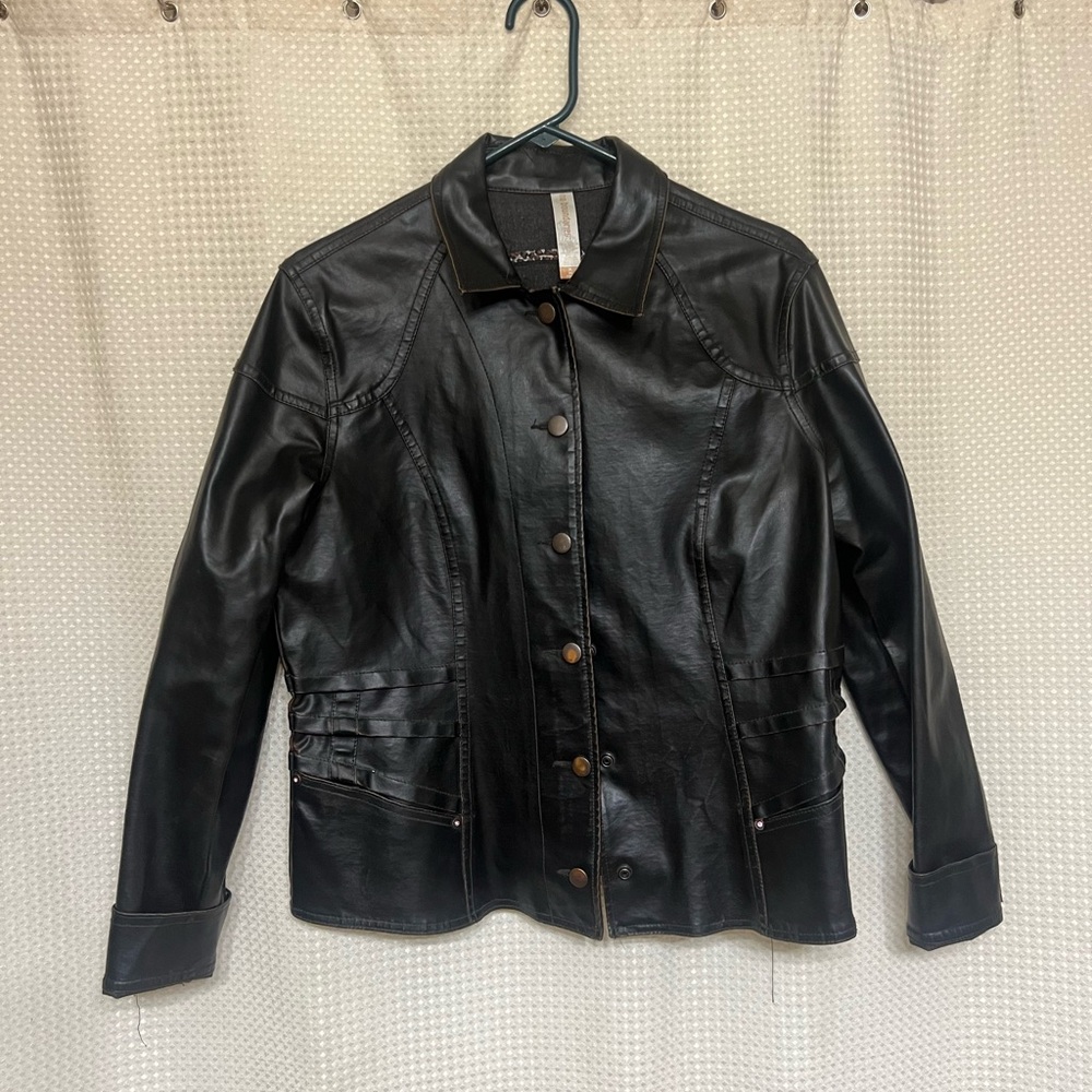 No Boundaries Black Leather Jacket Classic Fitted Design
